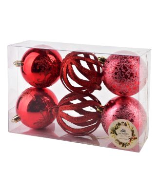 SANTA LILA Komplet 6 bombek 8cm