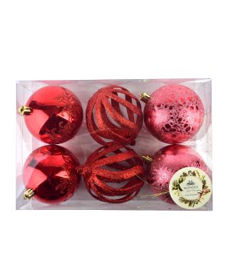 SANTA LILA Komplet 6 bombek 8cm