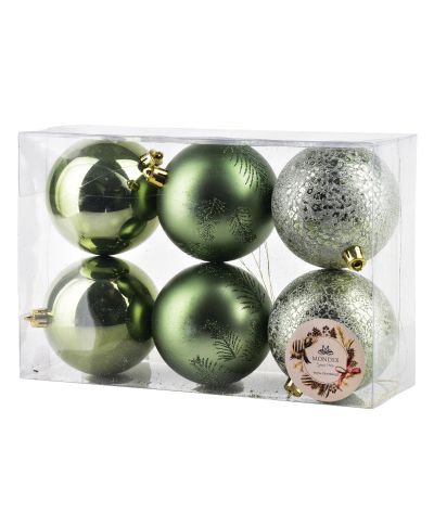 SANTA LILA Komplet 6 bombek 8cm