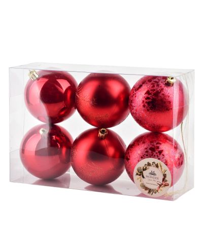 SANTA LILA Komplet 6 bombek 8cm