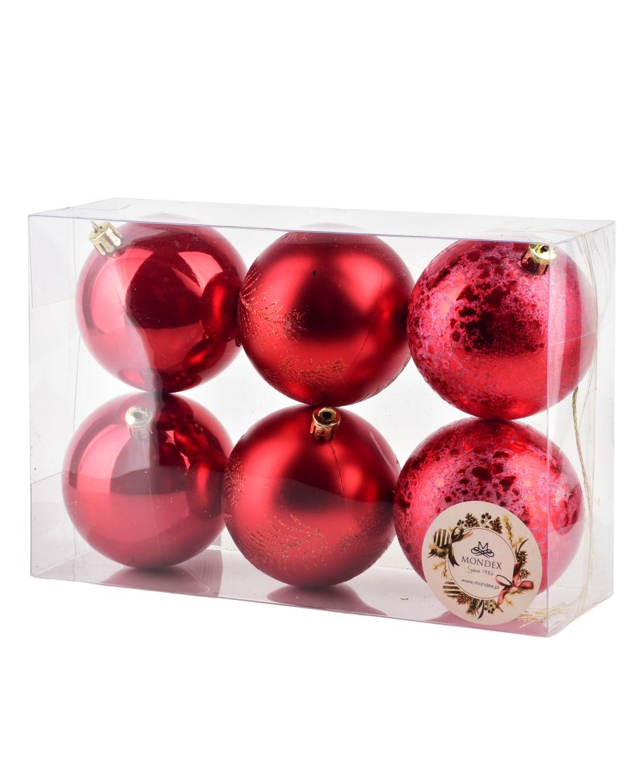 SANTA LILA Komplet 6 bombek 8cm