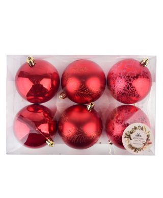 SANTA LILA Komplet 6 bombek 8cm
