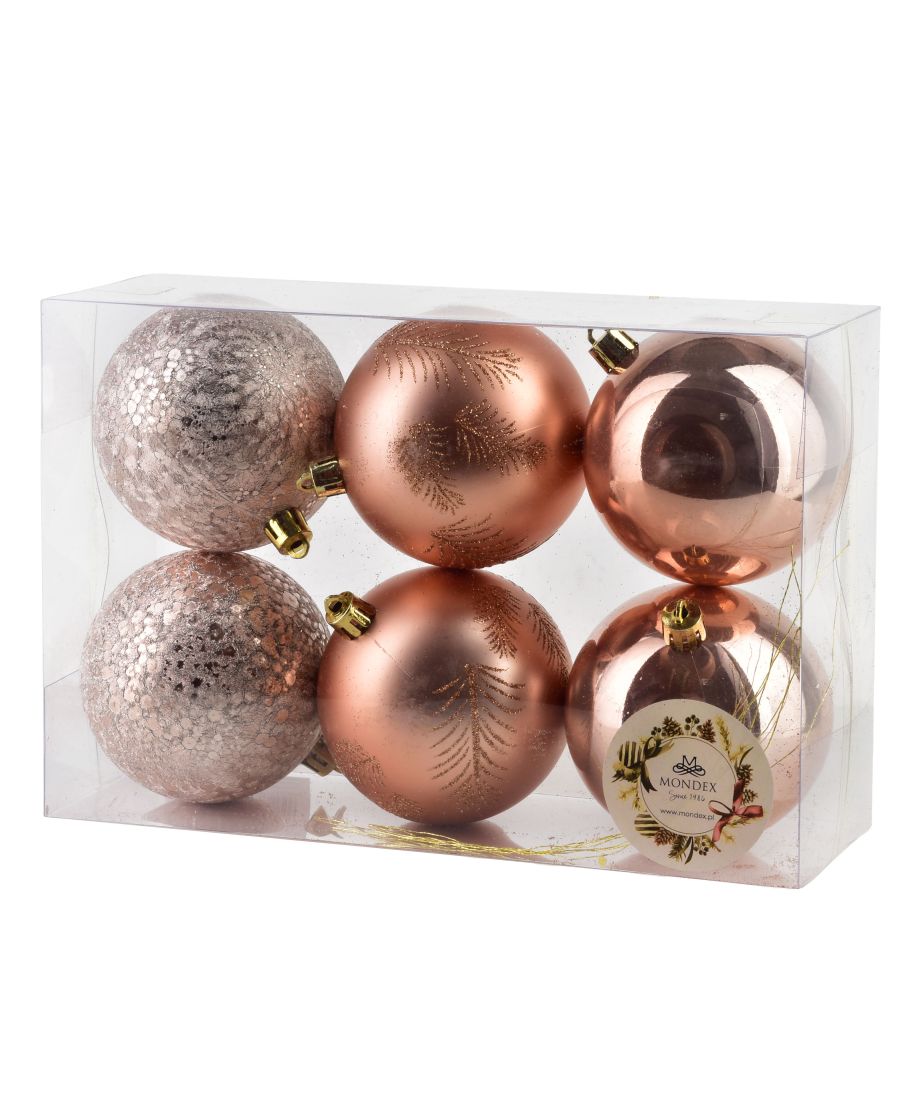 SANTA LILA Komplet 6 bombek 8cm