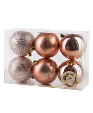SANTA LILA Komplet 6 bombek 8cm