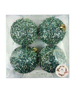 SANTA LILA Komplet 4 bombek 12cm