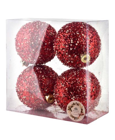 SANTA LILA Komplet 4 bombek 12cm