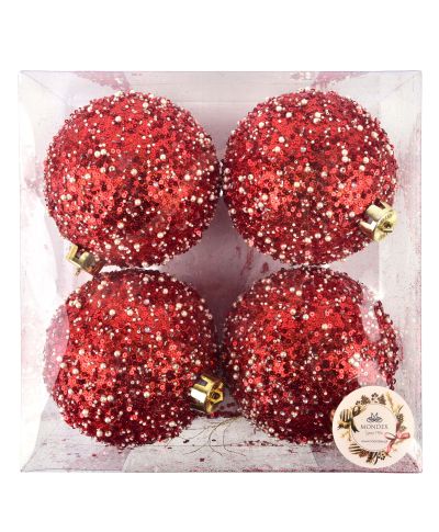 SANTA LILA Komplet 4 bombek 12cm