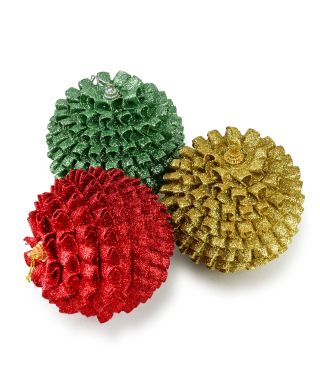 SANTA LILA Bombka 10cm zdobiona styropianowa