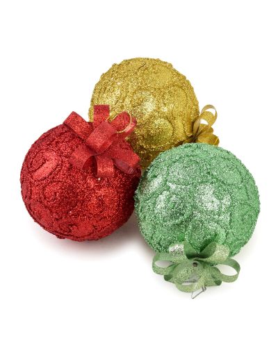 SANTA LILA Bombka 10cm zdobiona styropianowa