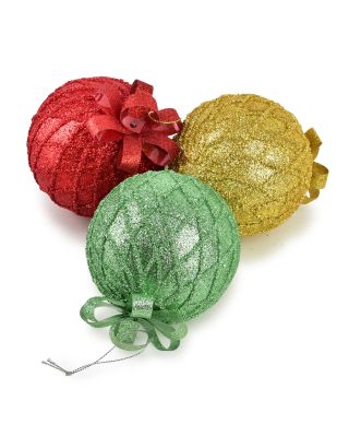 SANTA LILA Bombka 10cm zdobiona styropianowa