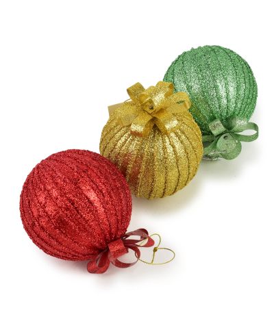 SANTA LILA Bombka 10cm zdobiona styropianowa