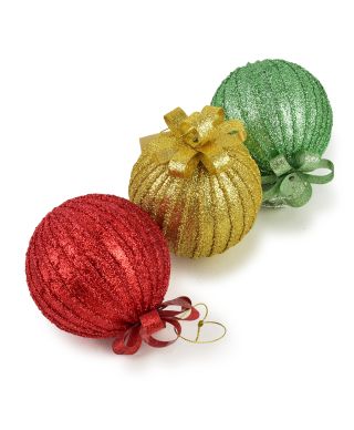 SANTA LILA Bombka 10cm zdobiona styropianowa