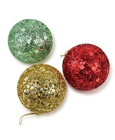 SANTA LILA Bombka 10cm zdobiona styropianowa