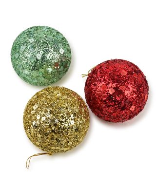 SANTA LILA Bombka 10cm zdobiona styropianowa