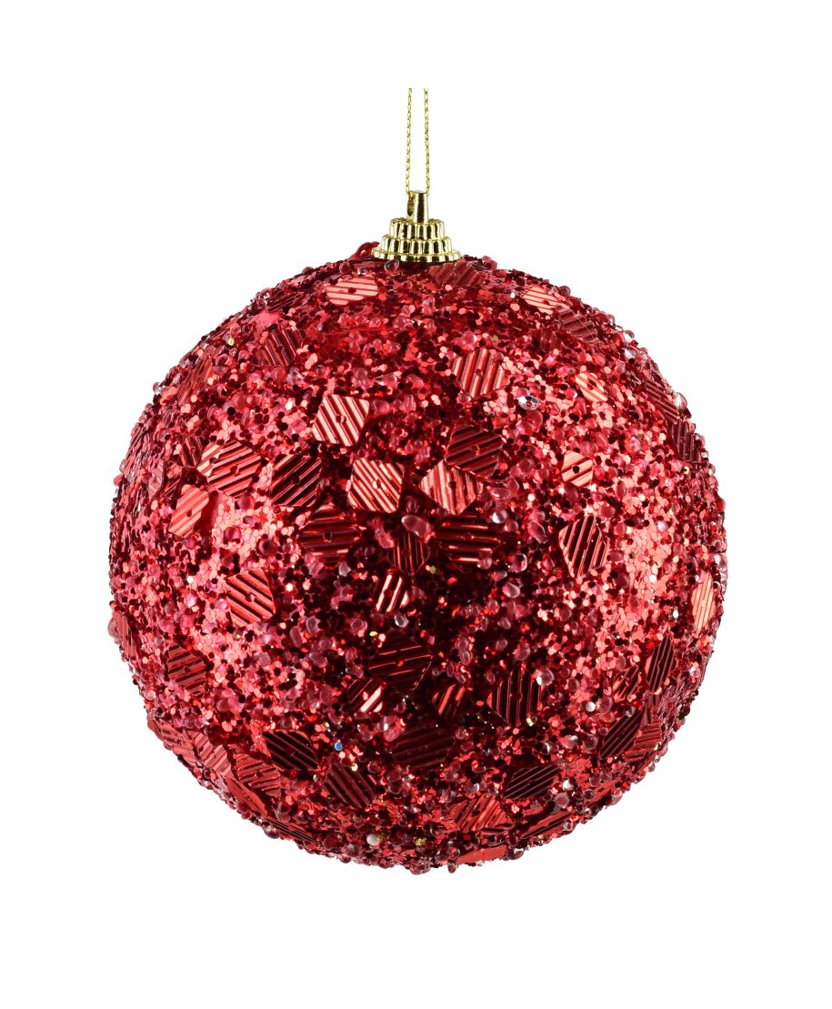 SANTA LILA Bombka 10cm zdobiona styropianowa