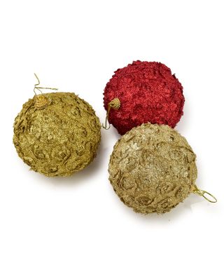 SANTA LILA Bombka 10cm zdobiona styropianowa