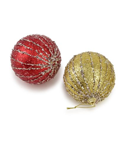SANTA LILA Bombka 10cm zdobiona styropianowa
