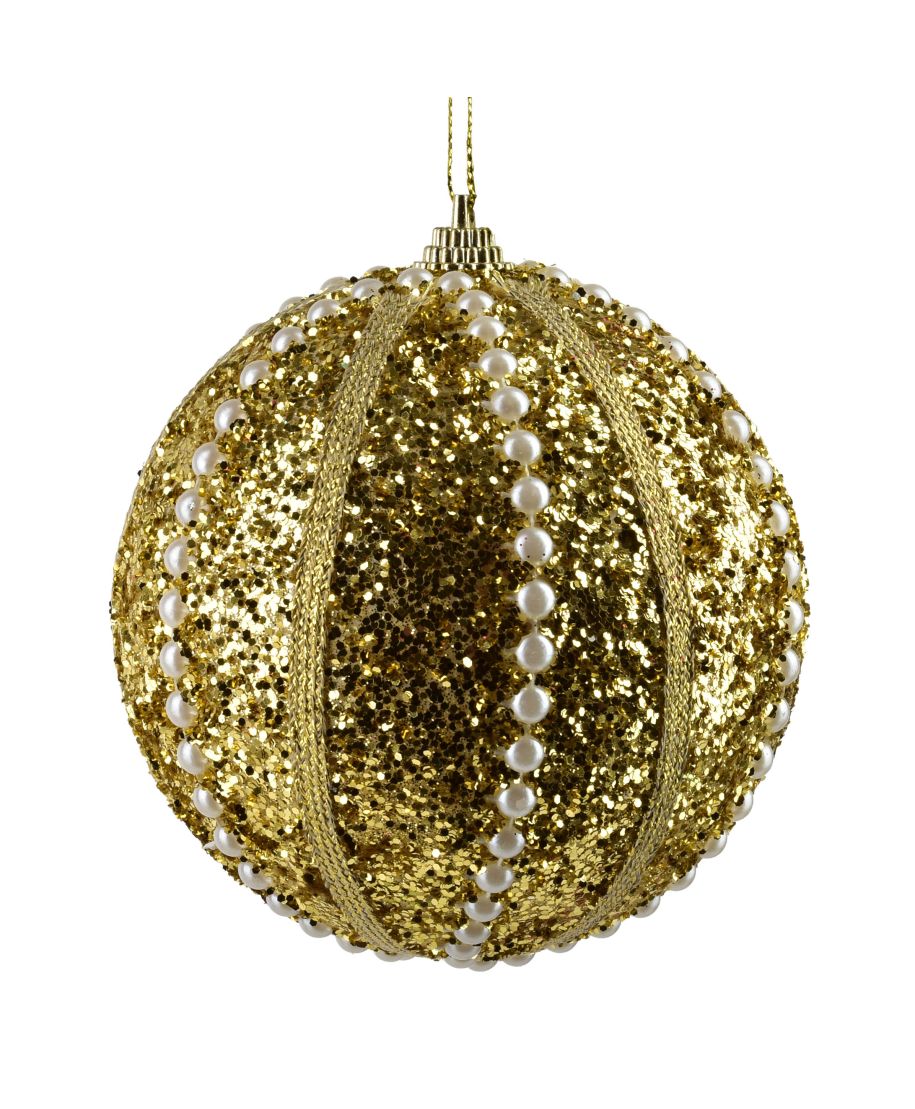 SANTA LILA Bombka 10cm zdobiona styropianowa