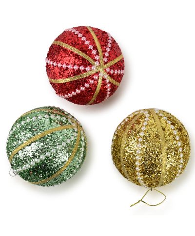SANTA LILA Bombka 10cm zdobiona styropianowa
