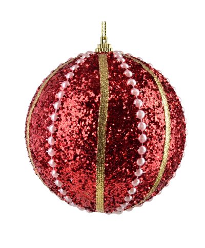SANTA LILA Bombka 10cm zdobiona styropianowa