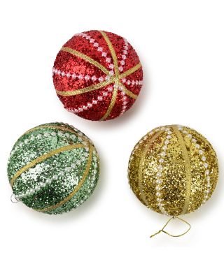 SANTA LILA Bombka 10cm zdobiona styropianowa