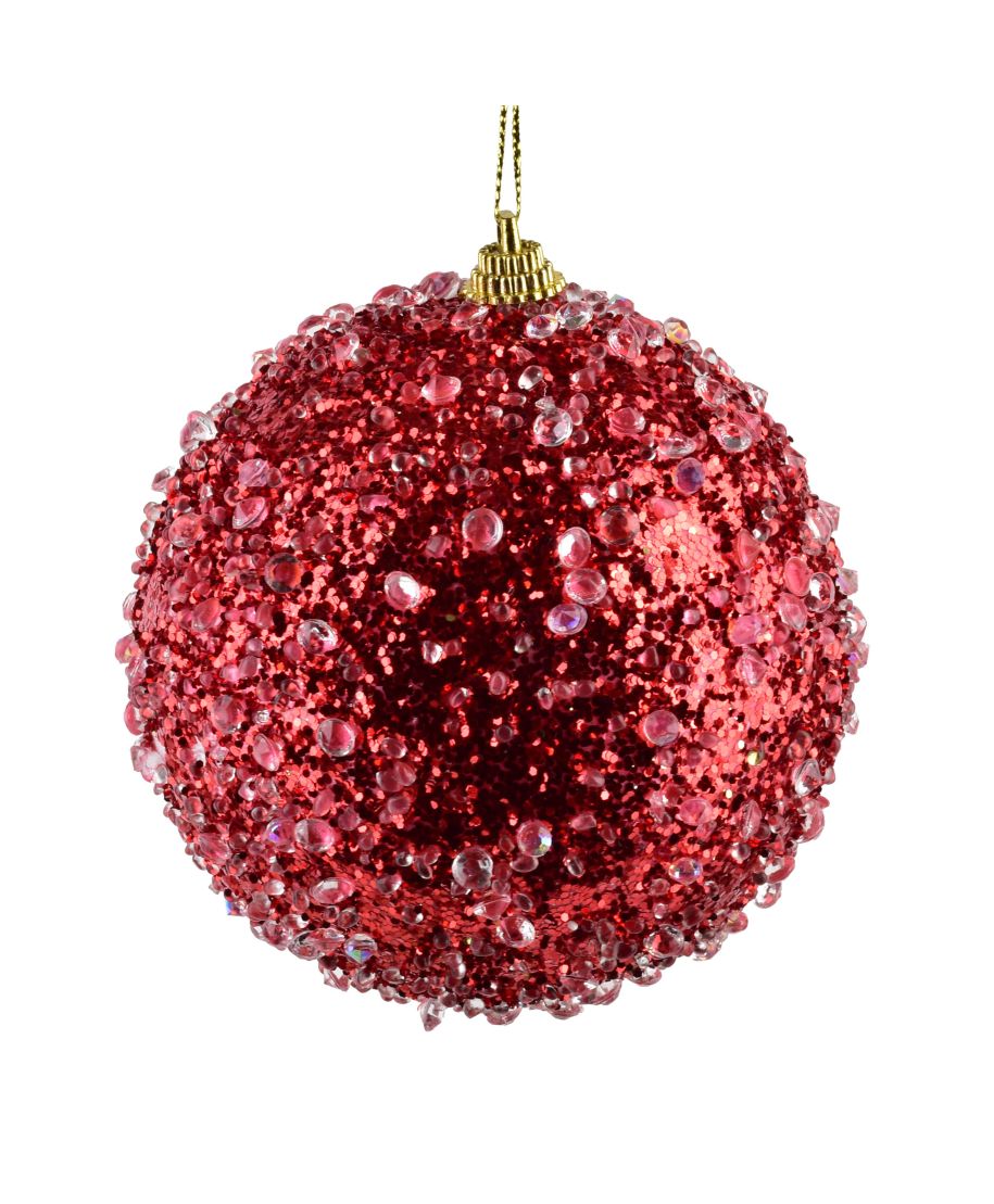 SANTA LILA Bombka 10cm zdobiona styropianowa
