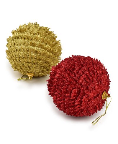 SANTA LILA Bombka 10cm zdobiona styropianowa