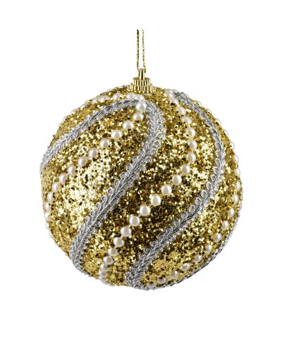 SANTA LILA Bombka 10cm zdobiona styropianowa
