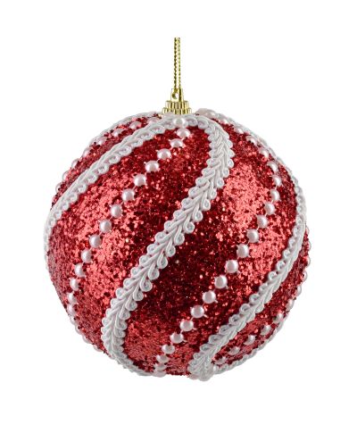 SANTA LILA Bombka 10cm zdobiona styropianowa