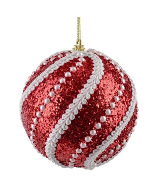 SANTA LILA Bombka 10cm zdobiona styropianowa