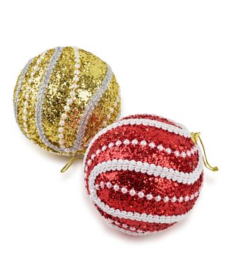 SANTA LILA Bombka 10cm zdobiona styropianowa