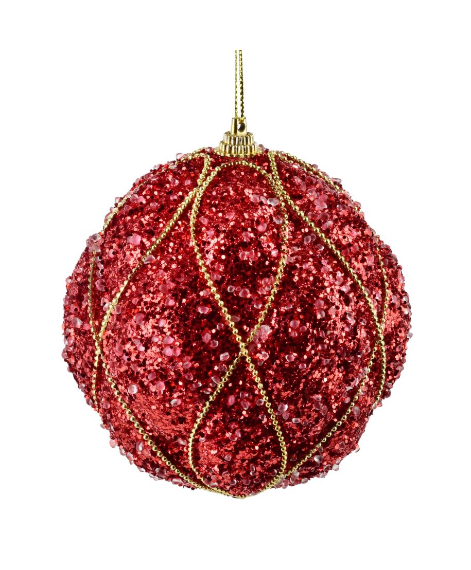 SANTA LILA Bombka 10cm zdobiona styropianowa