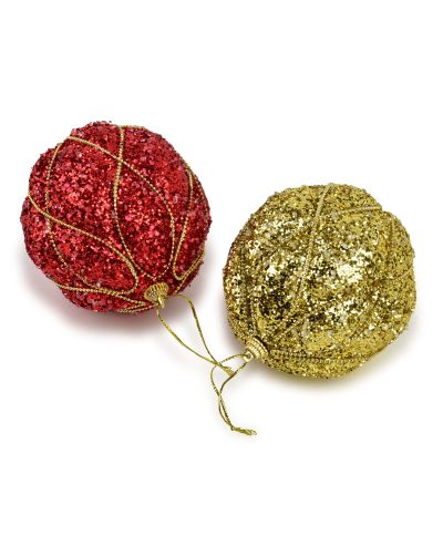 SANTA LILA Bombka 10cm zdobiona styropianowa