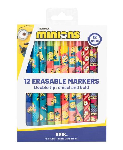 Minionki - zestaw 12 markerów zmazywalnych
