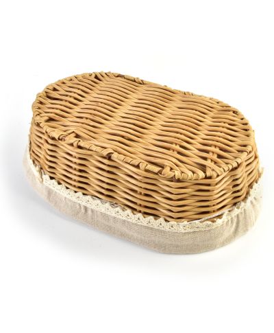 SINO Koszyk 28x18x9cm z polirattanu materiał koronka
