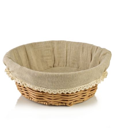 SINO Koszyk 23x23x9cm z polrattanu materiał koronka