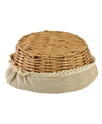 SINO Koszyk 23x23x9cm z polrattanu materiał koronka
