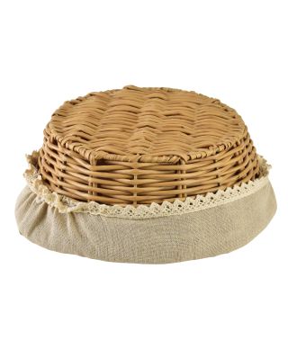 SINO Koszyk 23x23x9cm z polrattanu materiał koronka
