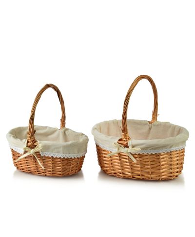 WILL Komplet 2 koszy 35x26x16/39 30x20x13/33cm materiał koronka