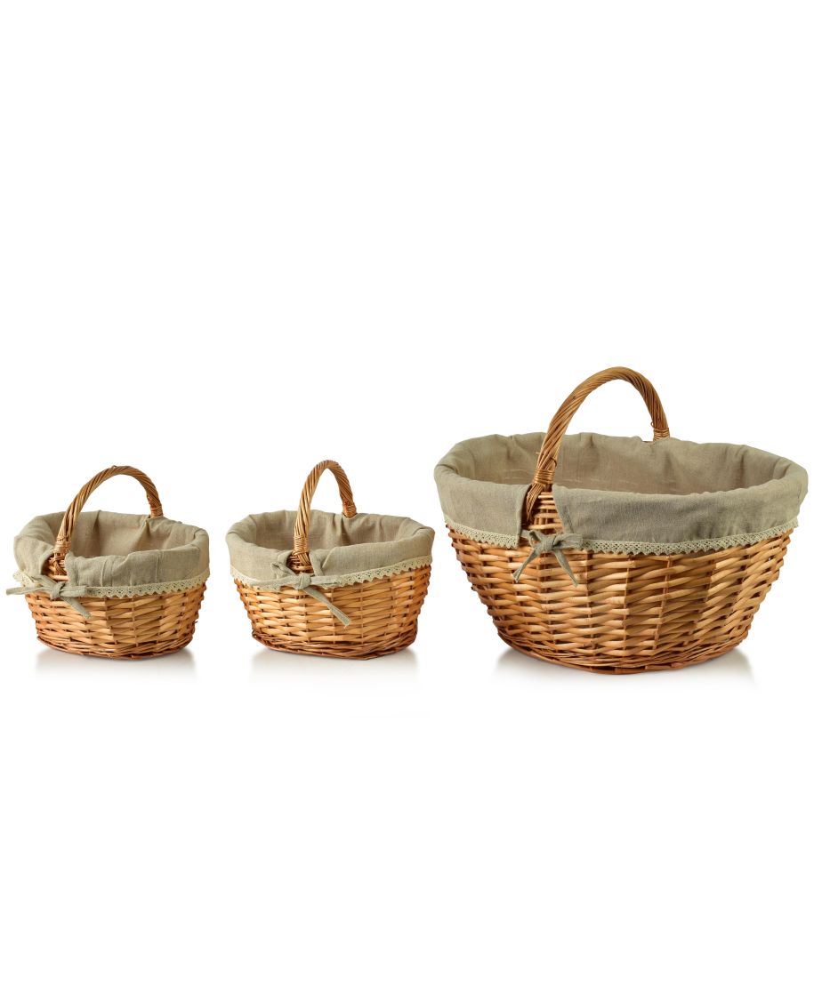WILL Komplet 3 koszy materiał koronka 50x32x25/34 26x19x15/27cmx2