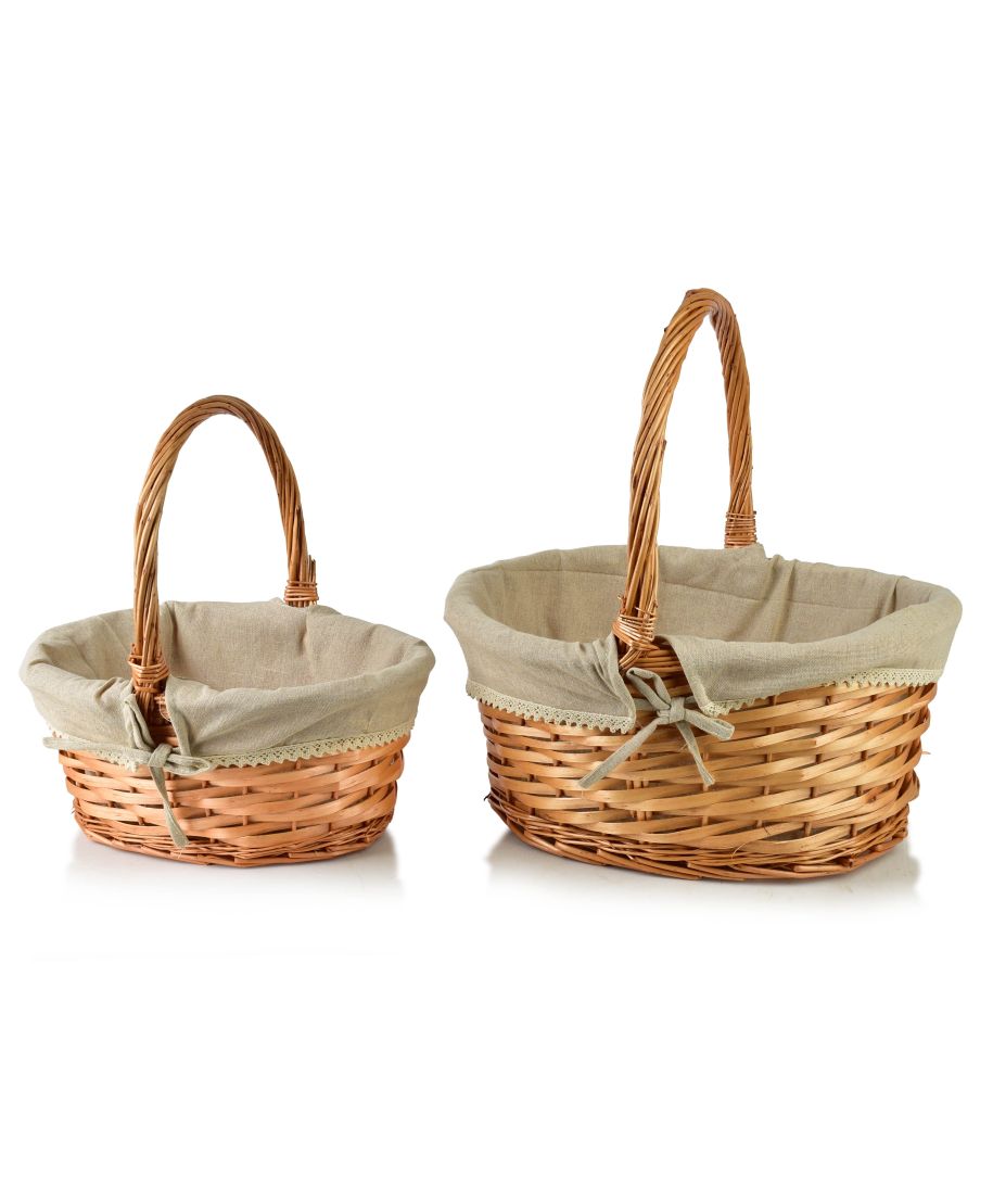 WILL Komplet 2 koszy materiał koronka 42x35x21/48 34x25x15/38cm