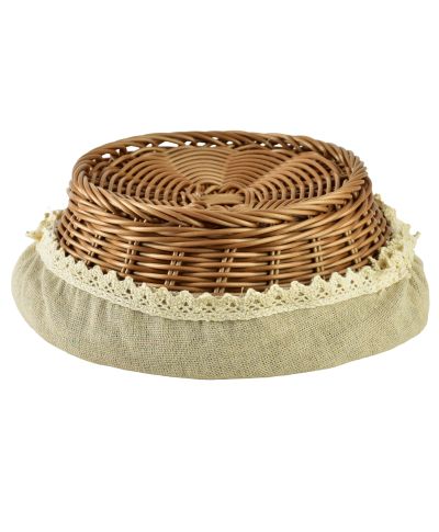 SINO Koszyk 20x20x7cm z polirattanu materiał koronka