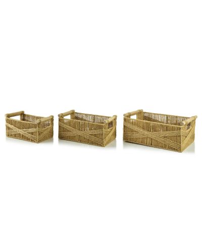 WILL Komplet 3 koszy prostokątnych z uchwytami 36x25x14/31x20x13/26x15x12cm