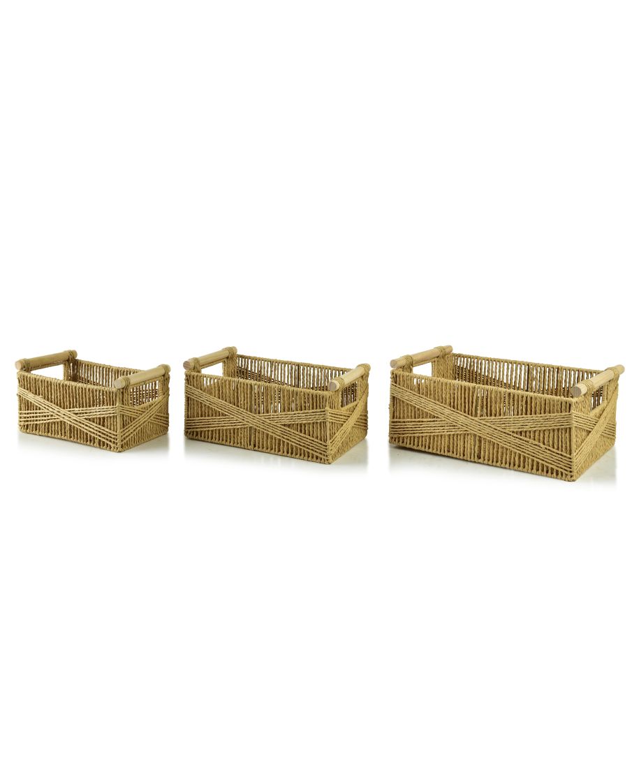 WILL Komplet 3 koszy prostokątnych z uchwytami 36x25x14/31x20x13/26x15x12cm