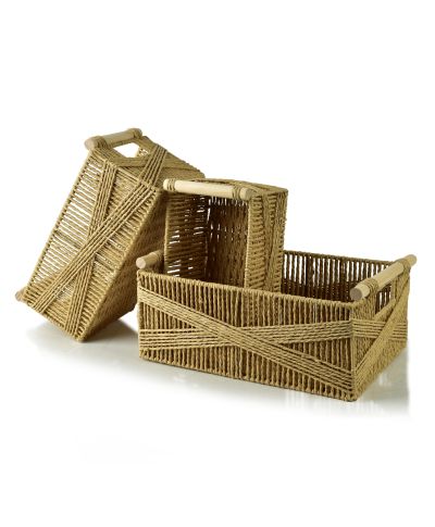 WILL Komplet 3 koszy prostokątnych z uchwytami 36x25x14/31x20x13/26x15x12cm