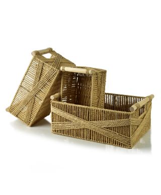 WILL Komplet 3 koszy prostokątnych z uchwytami 36x25x14/31x20x13/26x15x12cm