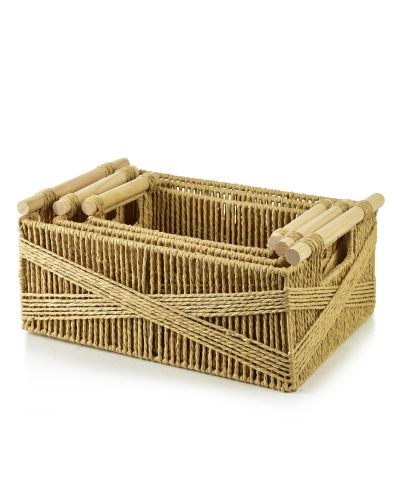 WILL Komplet 3 koszy prostokątnych z uchwytami 36x25x14/31x20x13/26x15x12cm