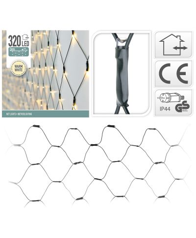 Łańcuch świetlny 320LED h1,5x3m siatkaciepły
