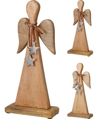 ANIOŁ Z JASNEGO DREWNA 32 CM 2 WARIANTY