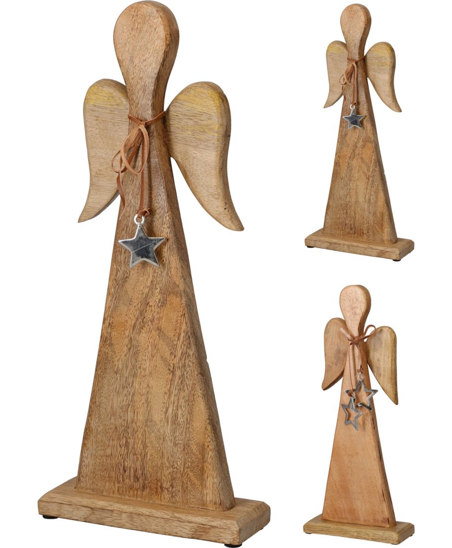 ANIOŁ Z JASNEGO DREWNA 40 CM 2 WARIANTY